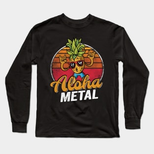 Aloha Metal Hawaii Vintage Death Metal Pineapple Long Sleeve T-Shirt